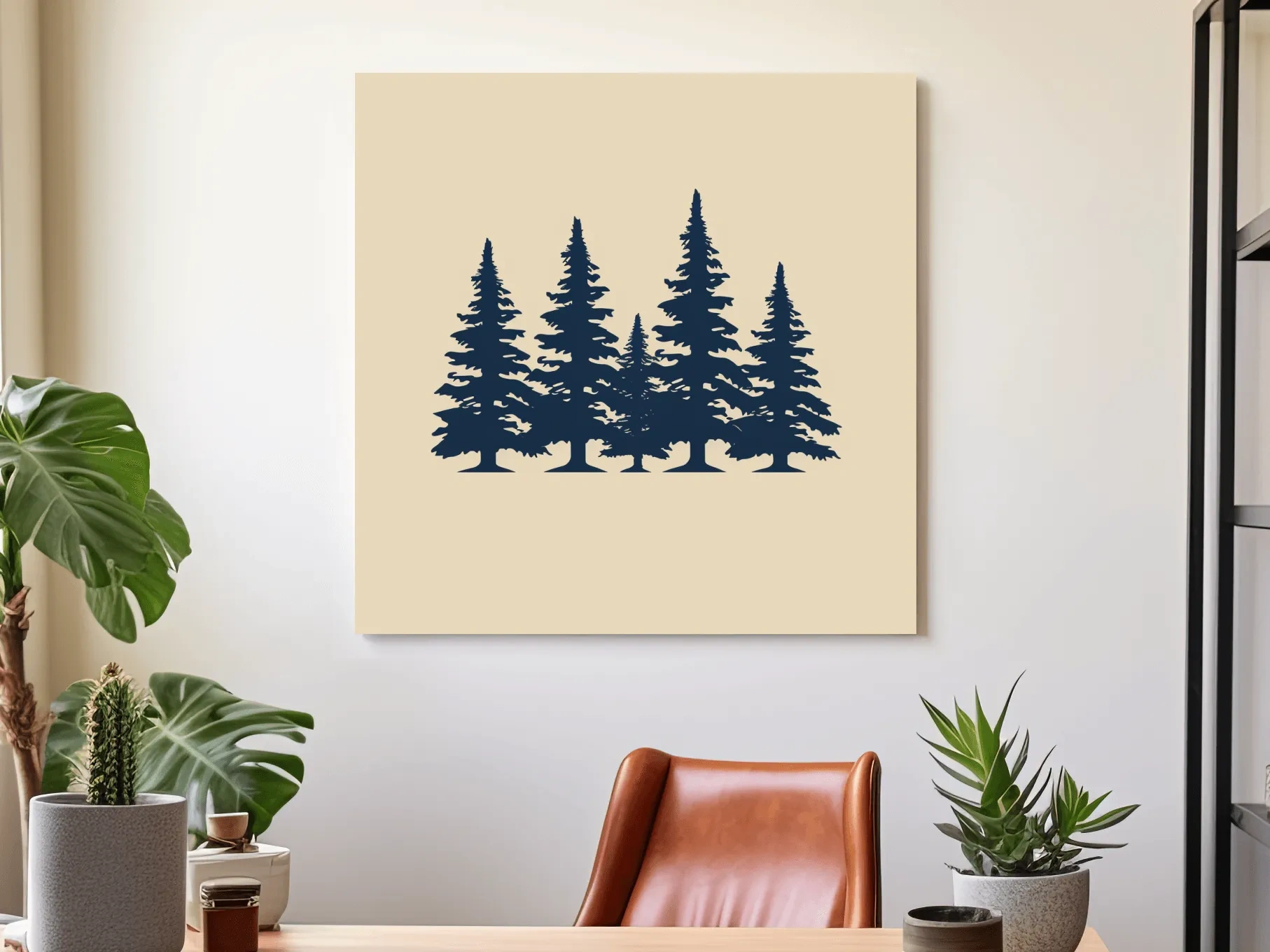 Minimalist Evergreen Pine Tree Silhouettes - Scandinavian Forest Wall Art