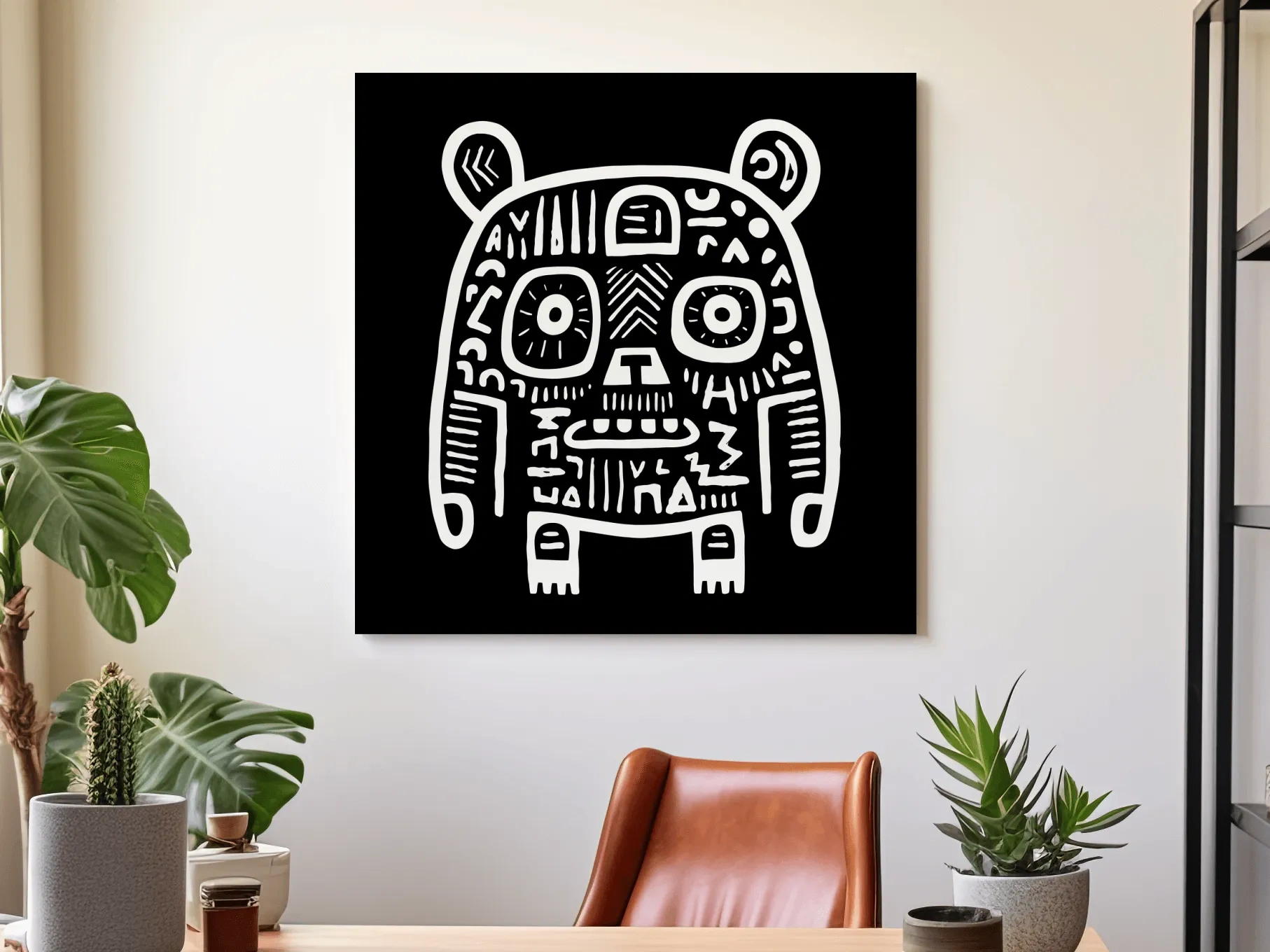 Bear artwork, quirky doodle style illustration
