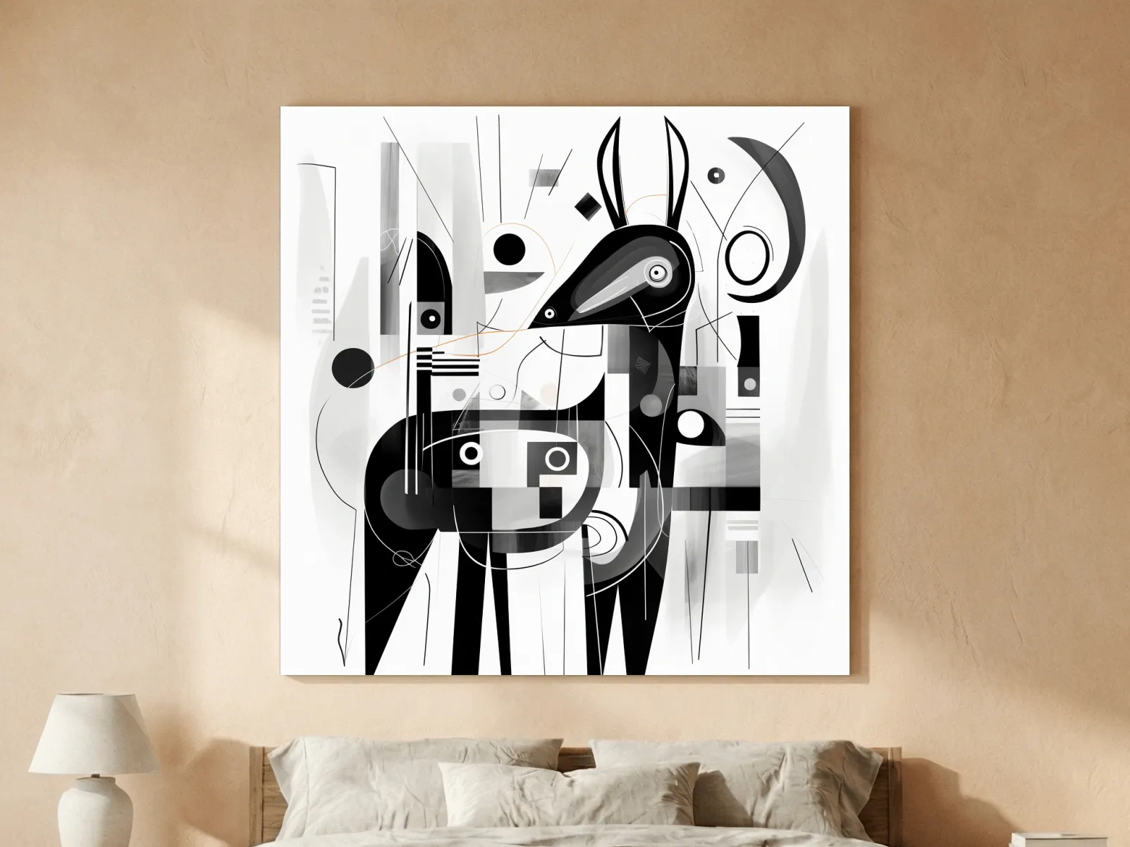 Abstract Geometric Deer Illustration - Mid Century Animal Wall Art