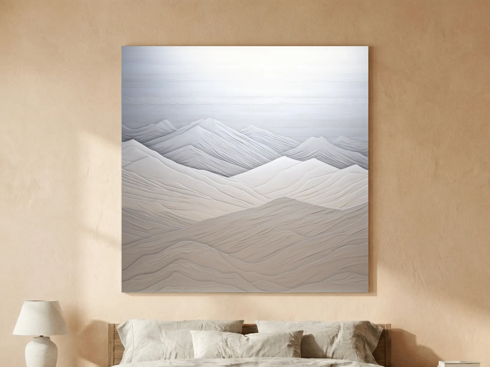 Minimalist Layered Mountain Relief Landscape - Monochrome Artwork