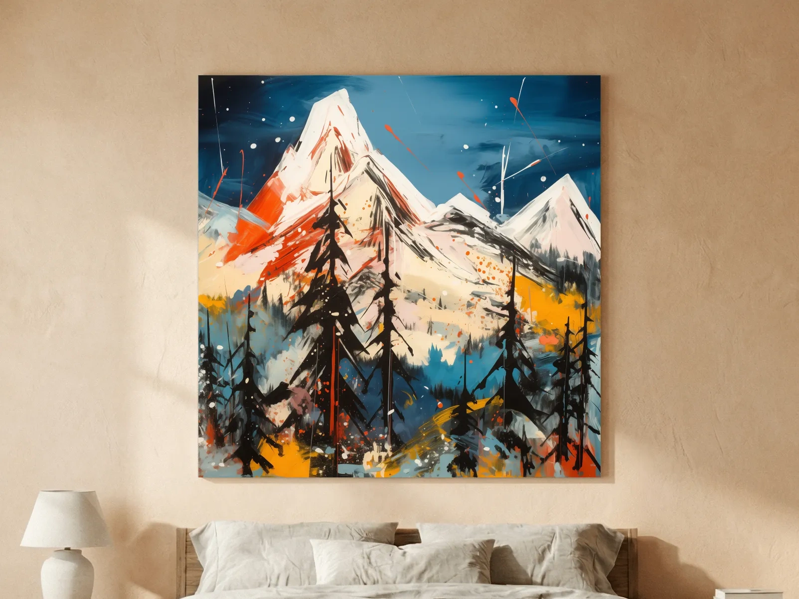Vibrant Abstract Alpine Mountain Peaks - Bold Contemporary Painting Wall Art