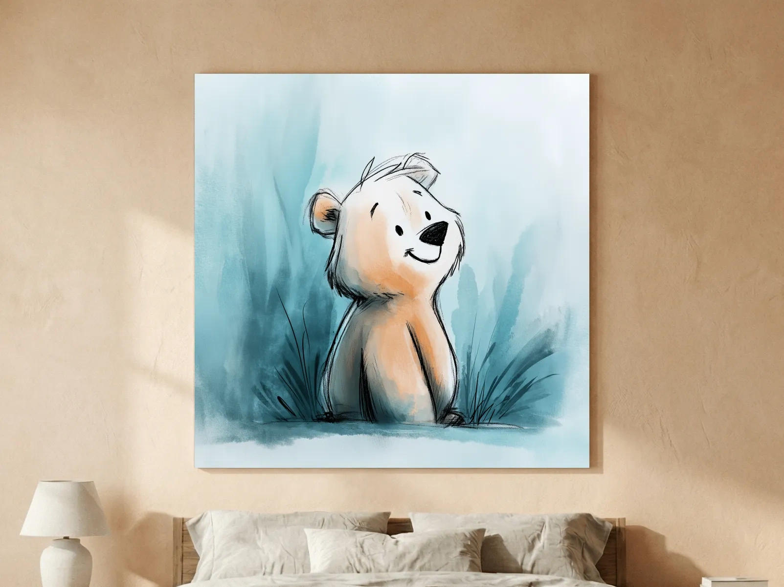 Cute Watercolor Bear Cub Illustration - Whimsical Nursery Animal Wall Art