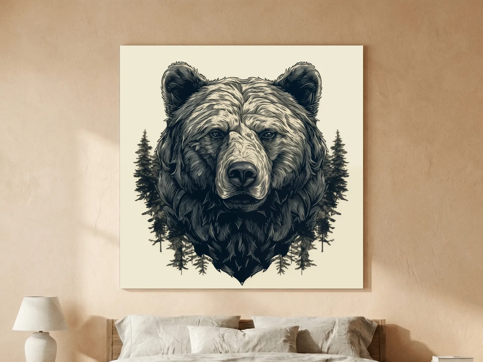 Grizzly Bear Portrait Illustration Artwork - Vintage Wilderness Forest Wall Art
