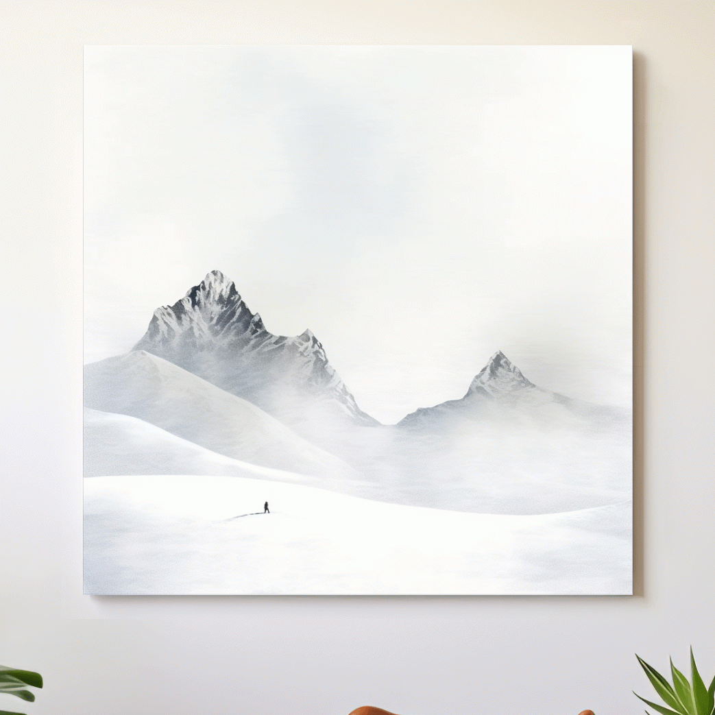 Black and White minimal mountain art