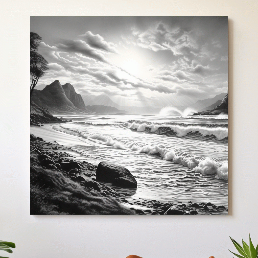 Black And White Ocean Waves Photography - Dramatic Coastal Landscape Wall Art