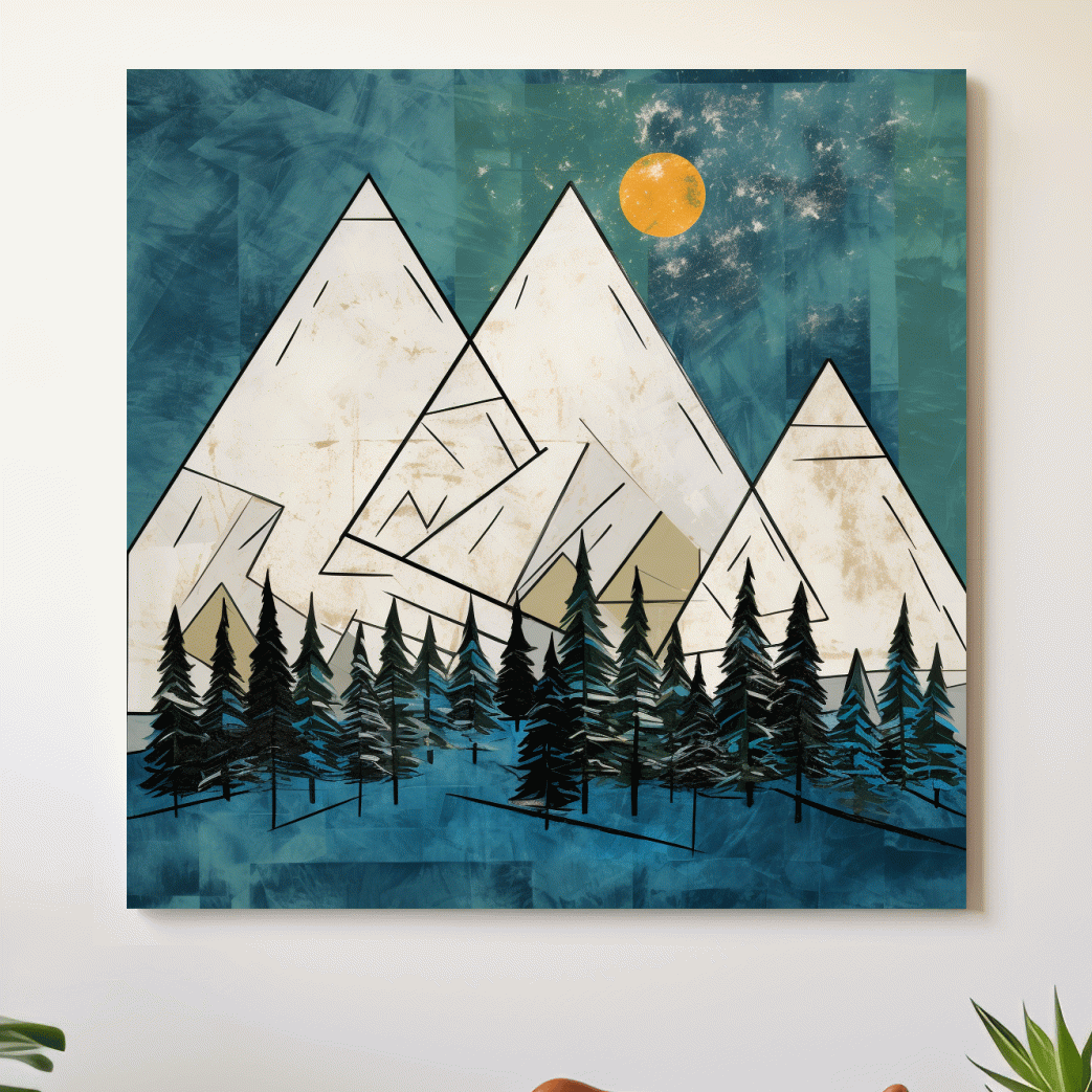 Mountain illustration artwork, treeline in the alpine