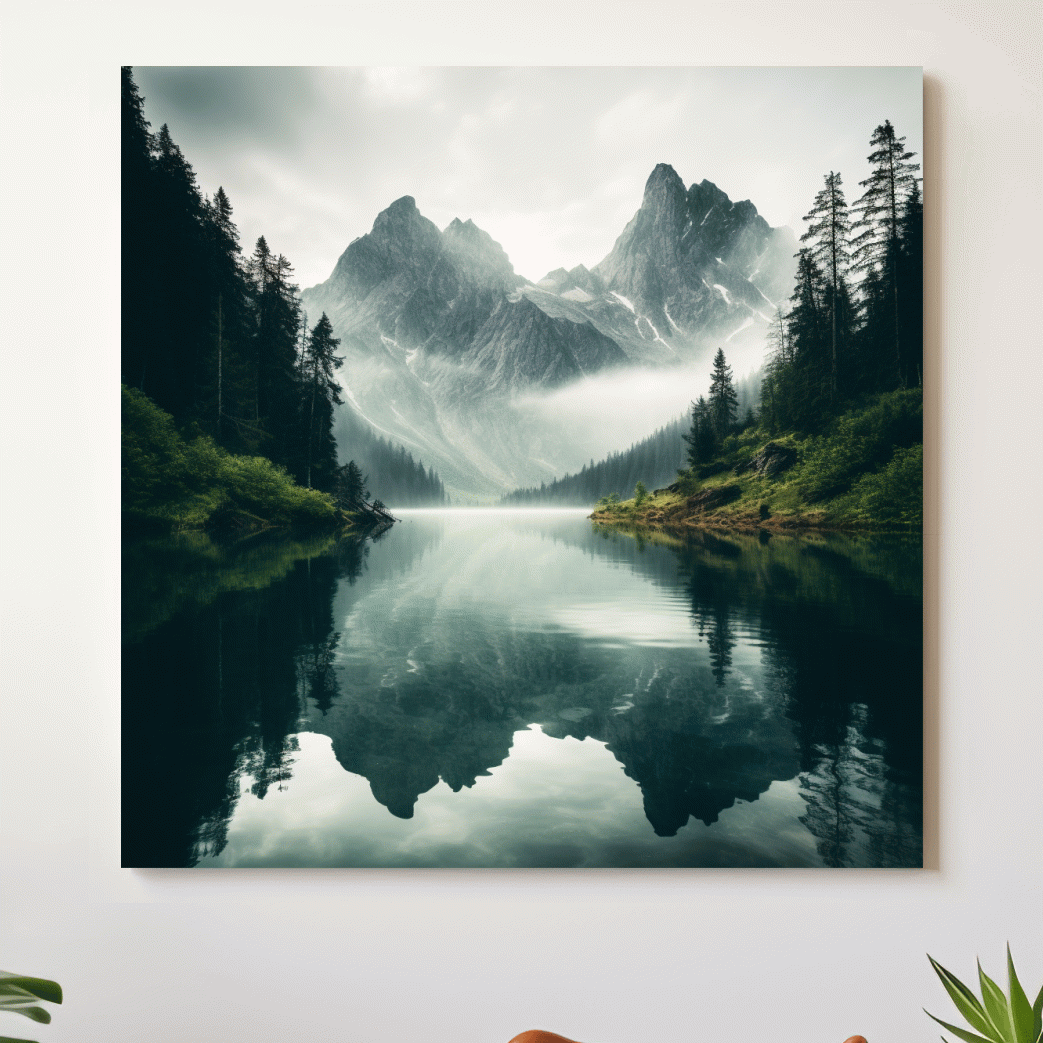 Photographic art, morning mountain mist