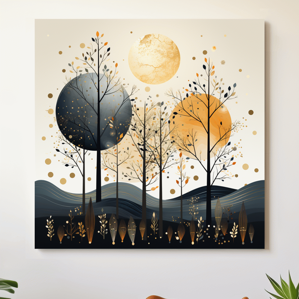 Surreal illustation of a chic boho forest