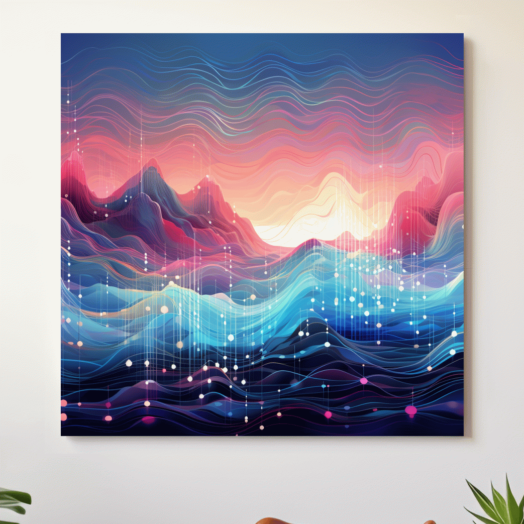 Funky colorful soundwave mountain patterns