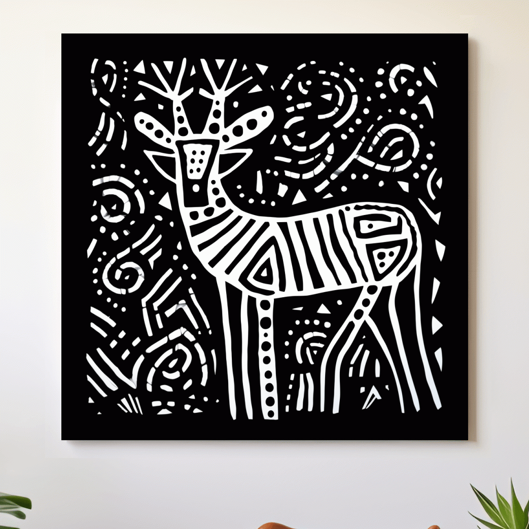 Simple tribal style doodle illustration of a deer