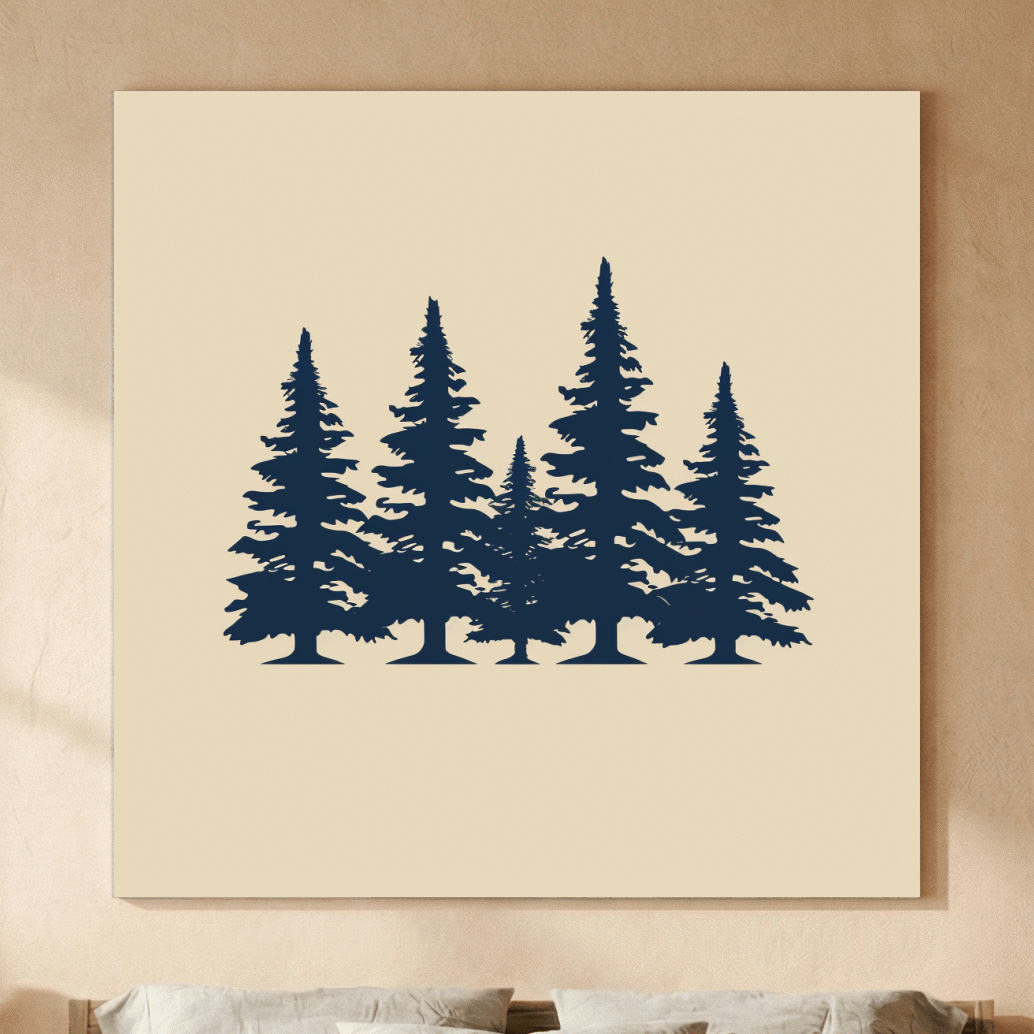 Minimalist Evergreen Pine Tree Silhouettes - Scandinavian Forest Wall Art
