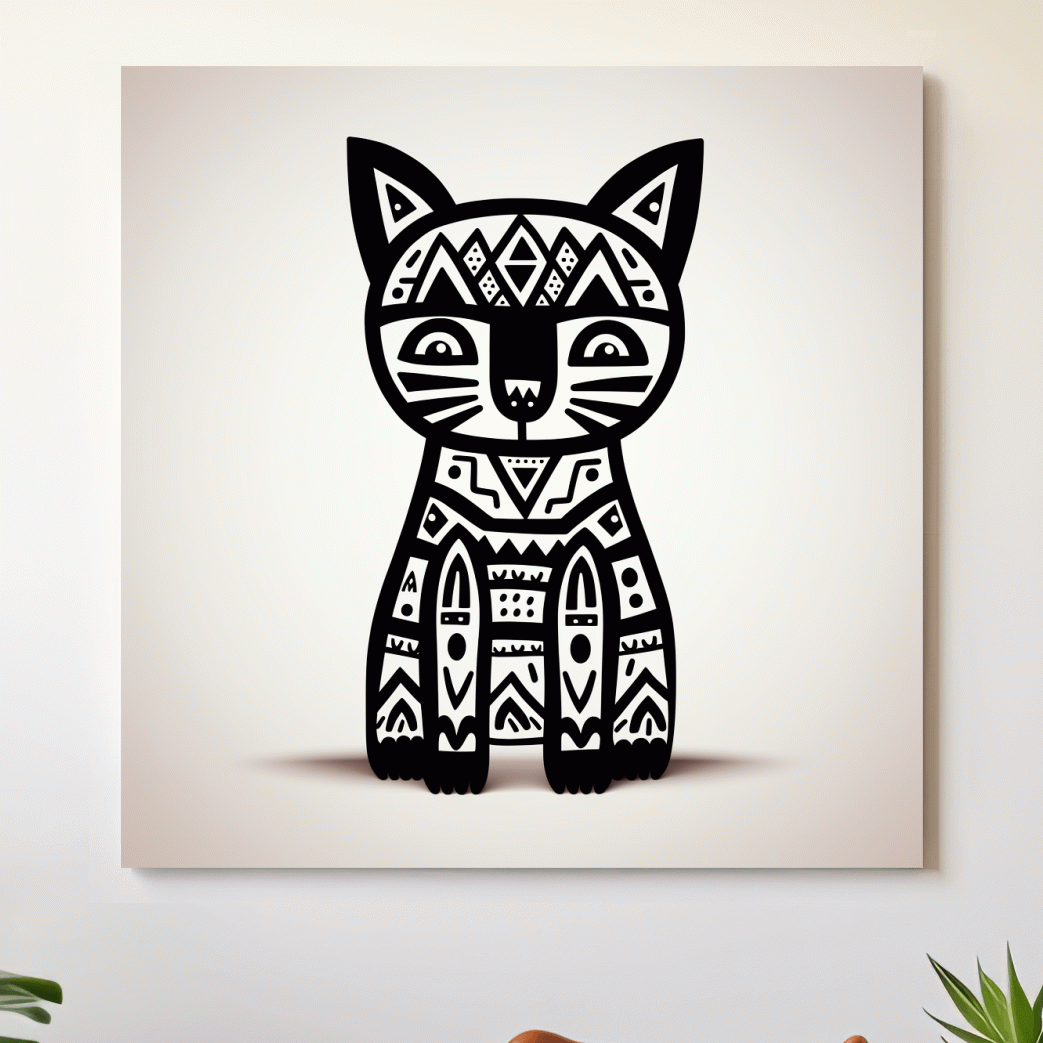 Outline of a quirky cartoon cat, minimal doodle art illustration