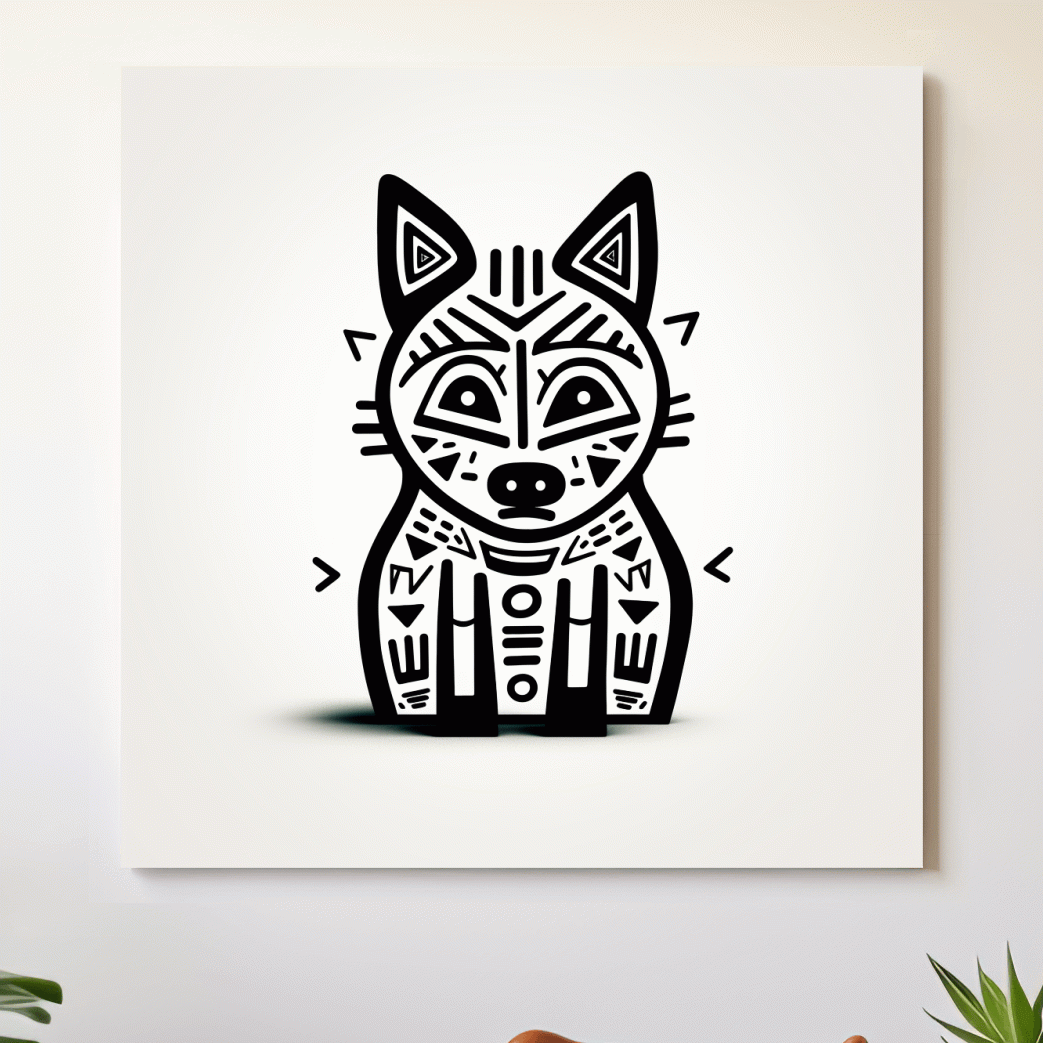 Outline of a cartoon fox, quirky doodle art