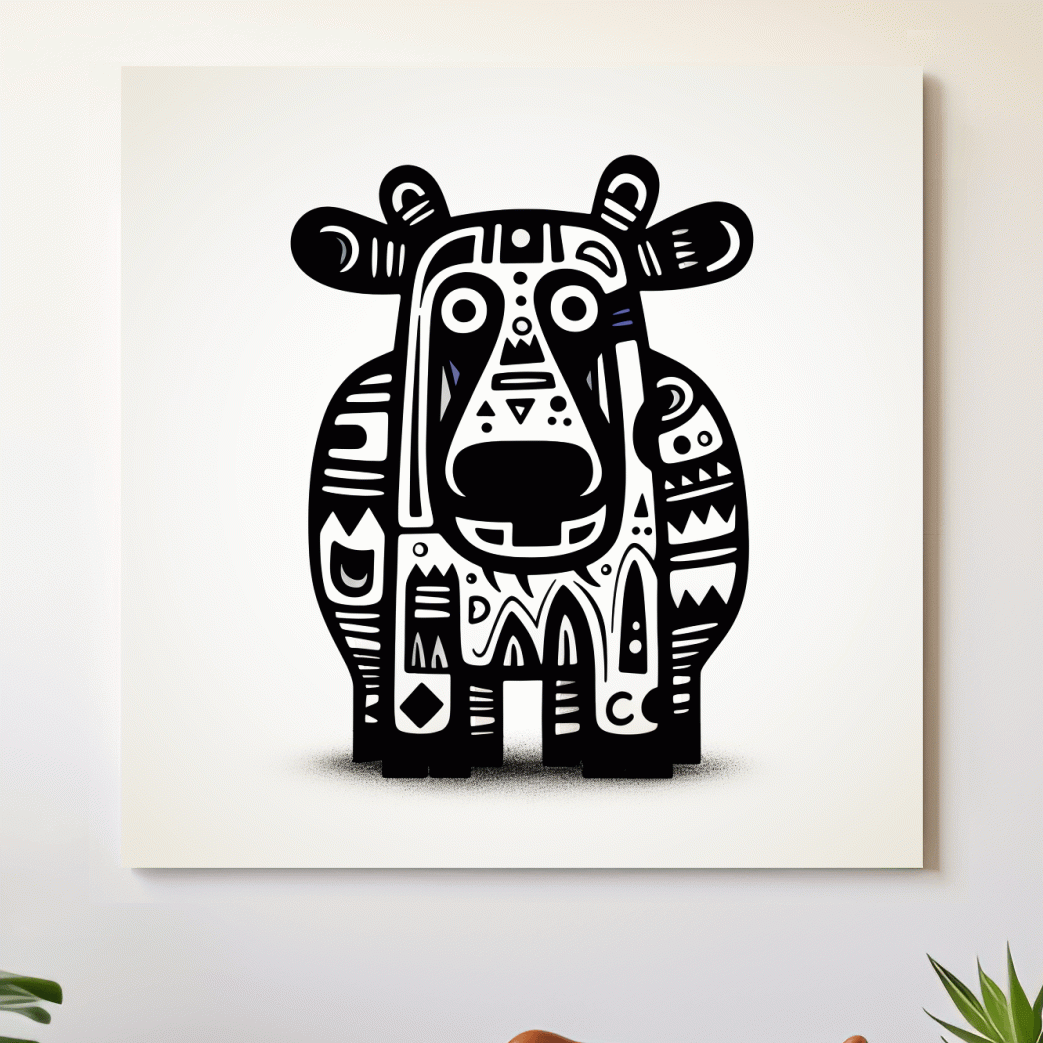 Quirky cartoon doodle art, a moose character illustration