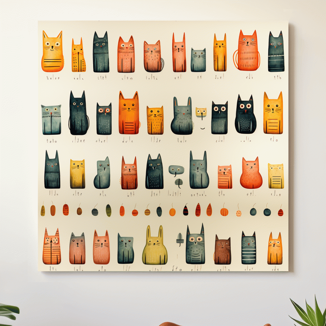 Quirky cats illustration artwork print