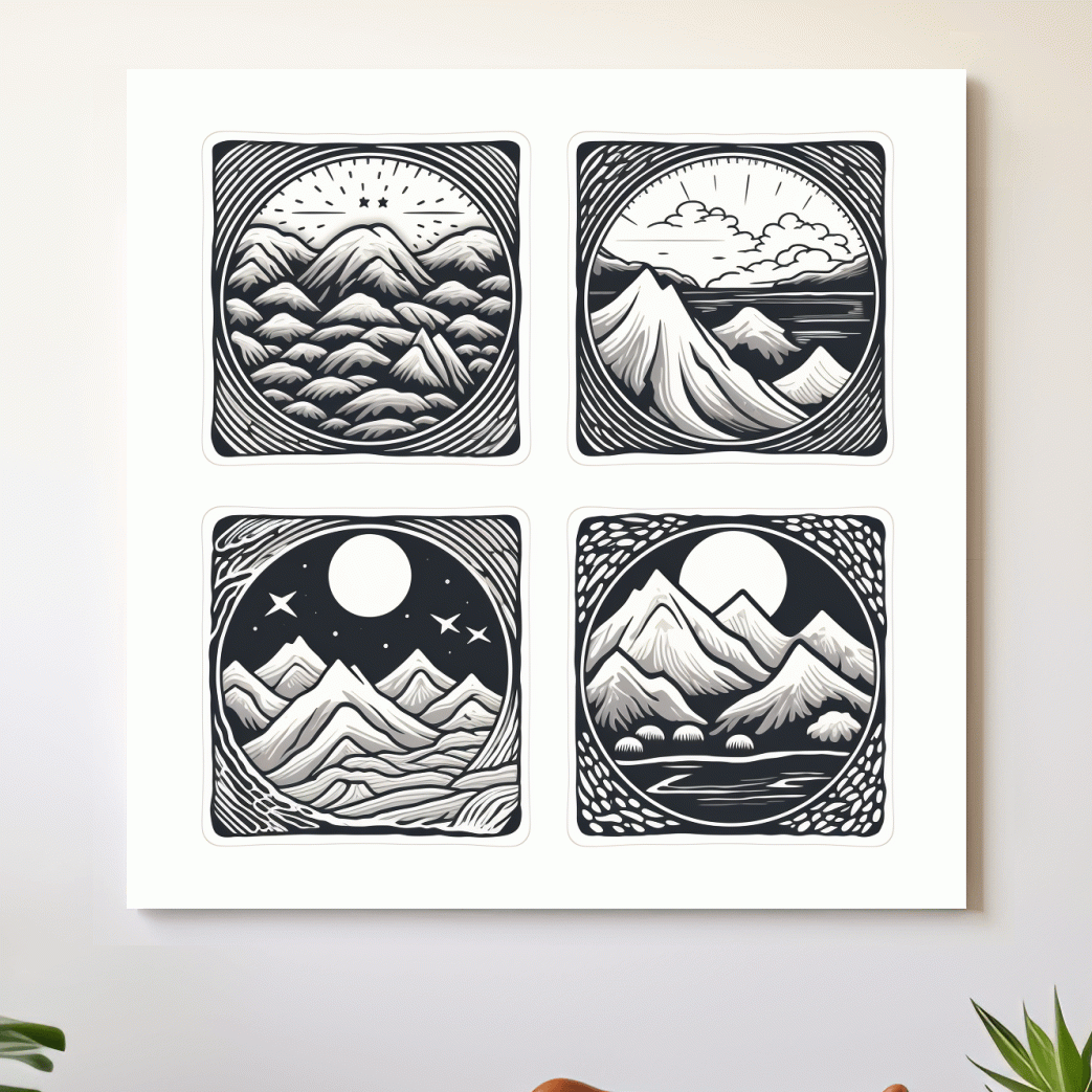 Alpine mountain vector illustration artwork