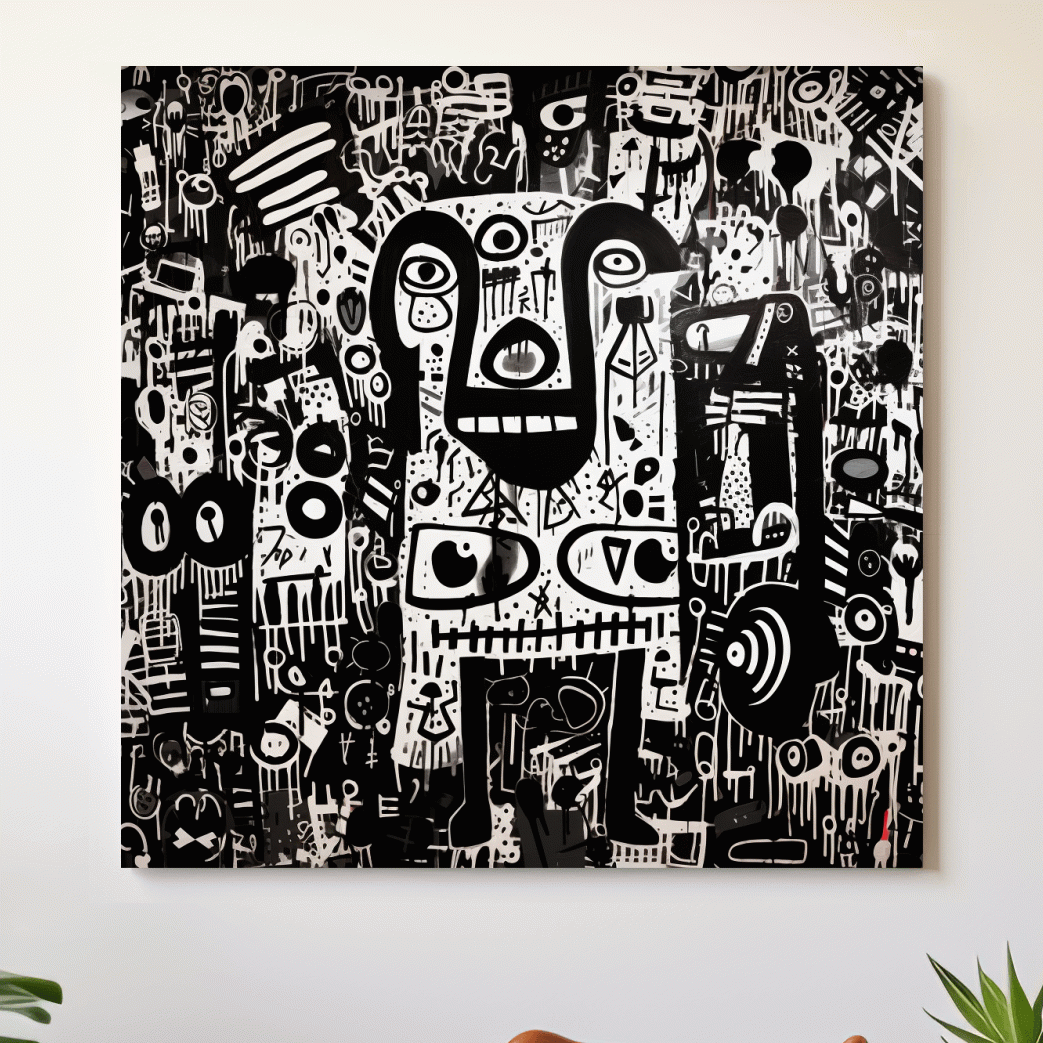 Graffiti style doodle artwork of a bear character