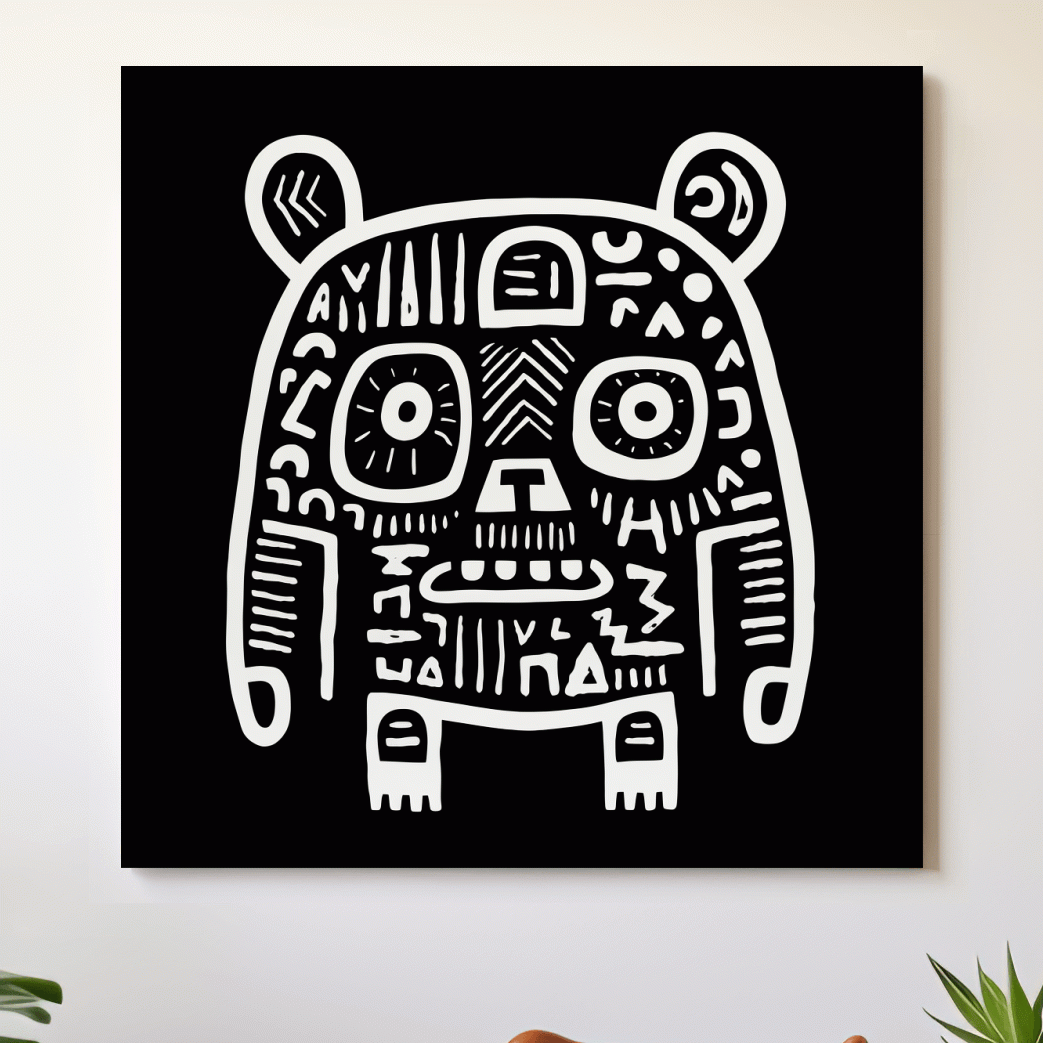 Bear artwork, quirky doodle style illustration