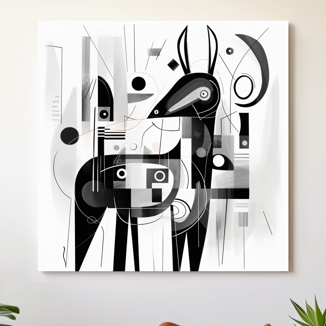 Abstract geometric painting of a deer