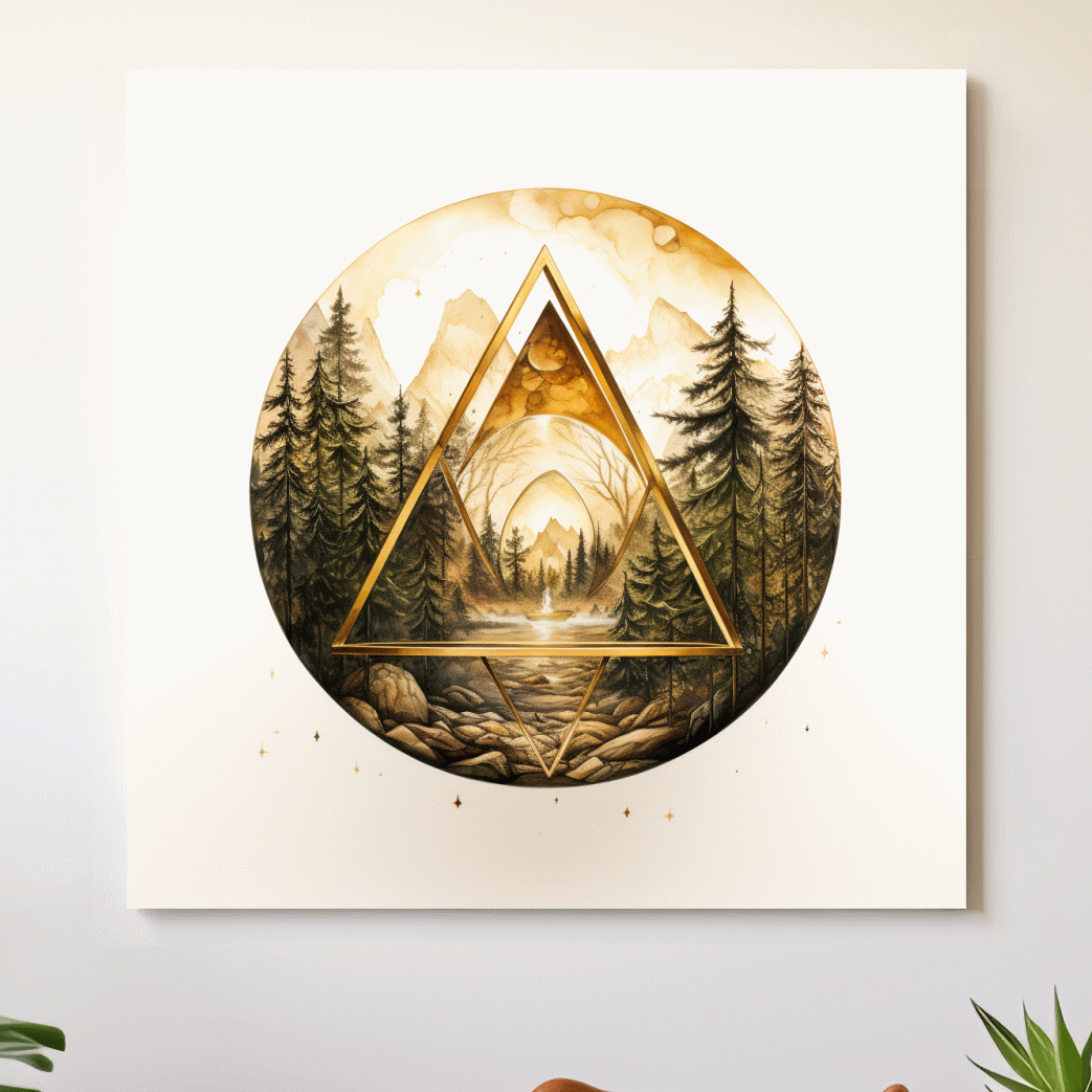 Elegant and rustic golden forest art