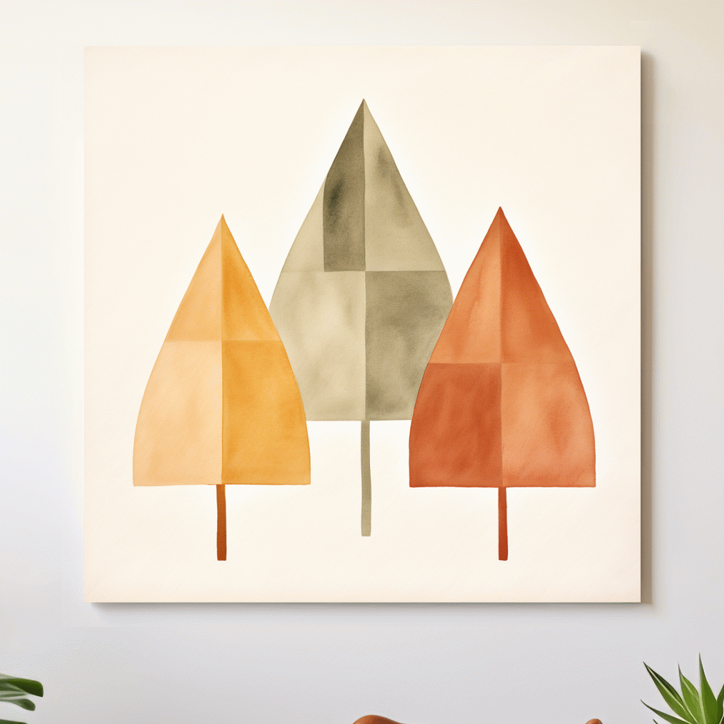Minimal boho art, rustic trees