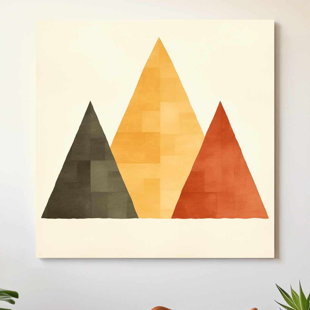 Minimal geometic mountain art, rustic boho style illustration