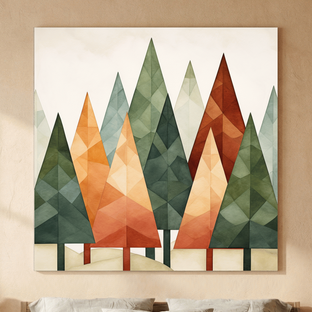 Rustic Watercolor Pine Forest - Scandinavian Nature Wall Art