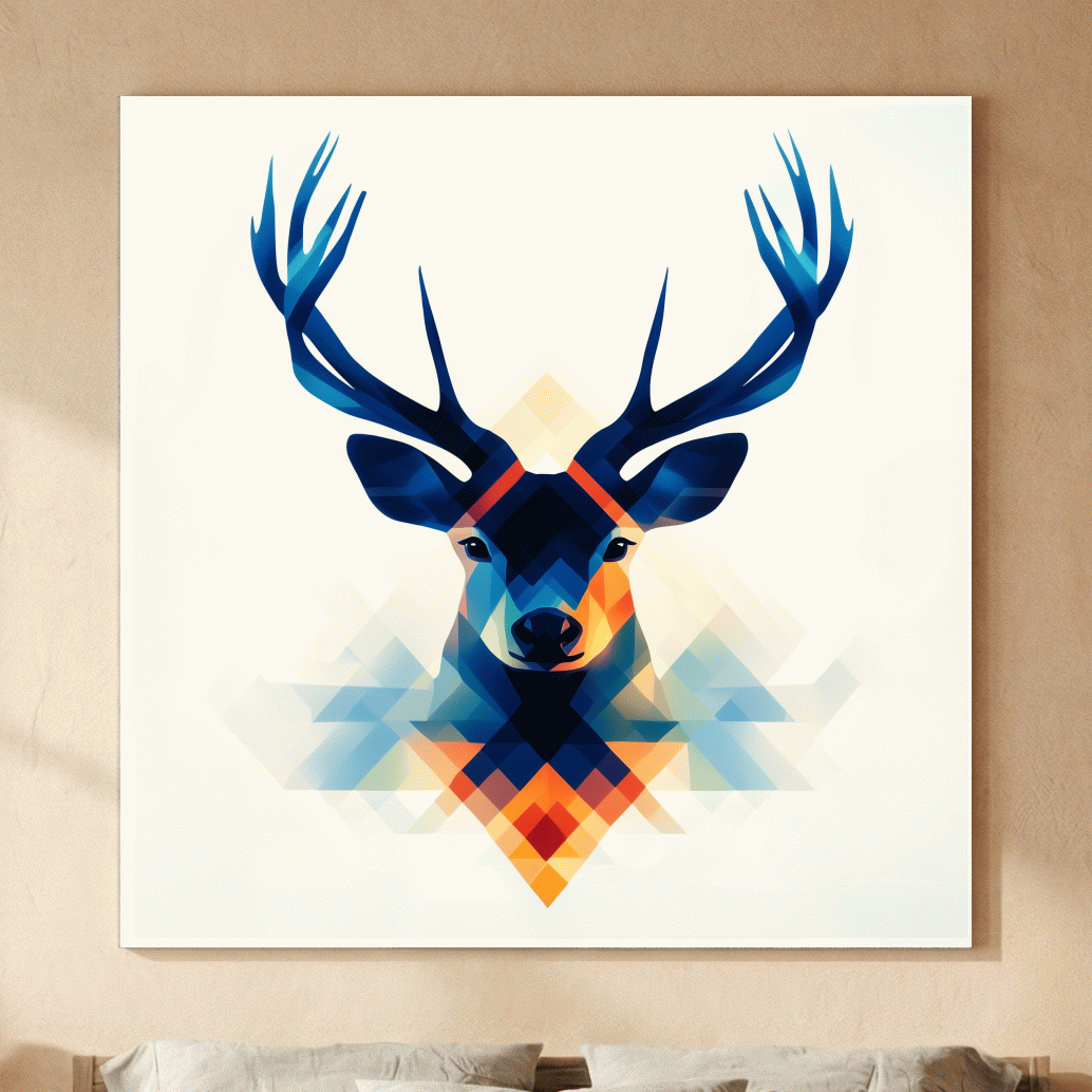 Colorful deer head illustration print wall art