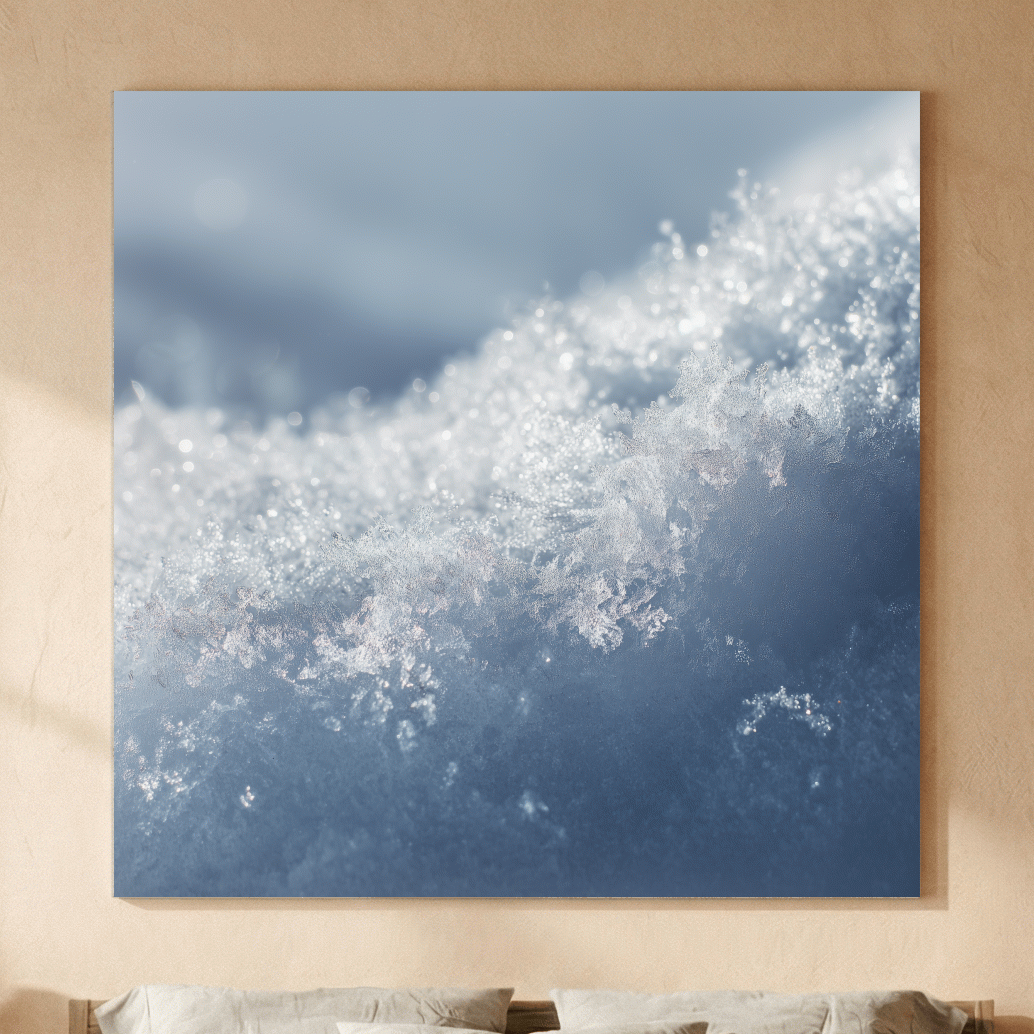 Sparkling Snowflake Ice Crystal Macro - Minimalist Winter Nature Wall Art