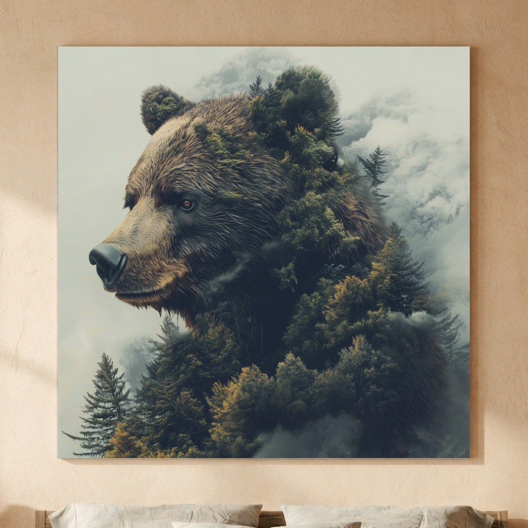 Surreal Grizzly Bear Forest - Wildlife Nature Wall Art