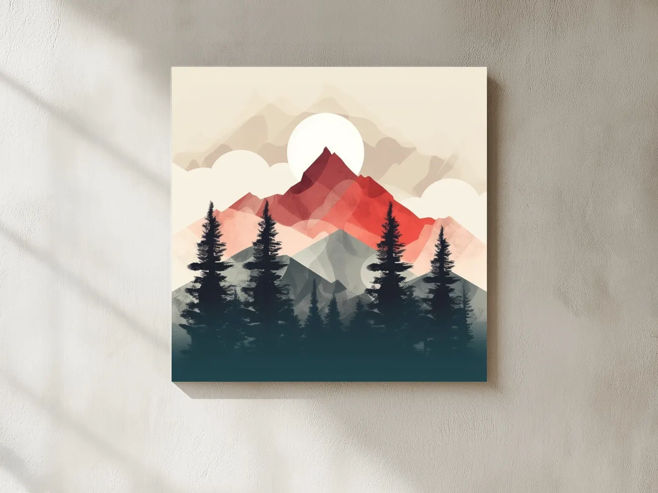 Minimal Alpine Mountain Sunrise - Pine Forest Wall Art