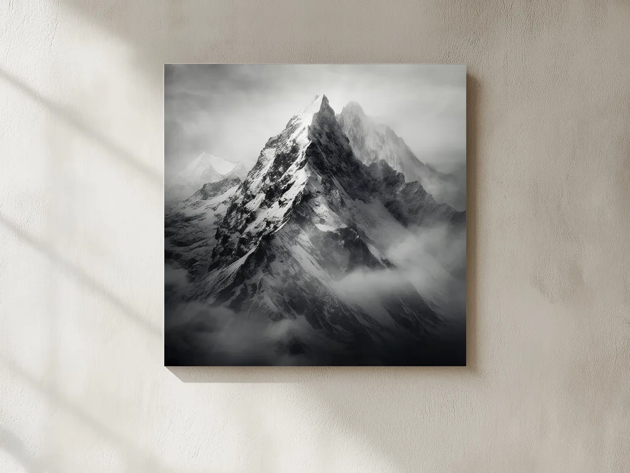 Moody Monochrome Snowcapped Mountain Peaks - Photographic Alpine Wall Art