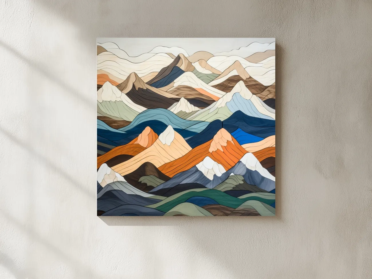 Layered Geometric Mountain Ranges - Modern Abstract Landscape Artwork