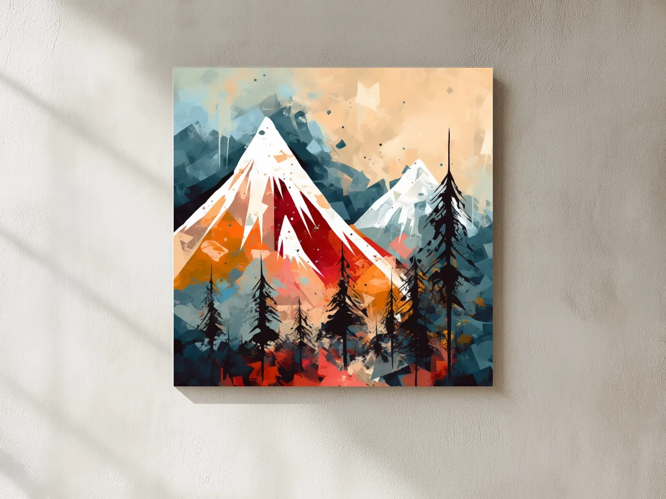 Rustic Abstract Mountain Peaks And Pine Forest - Landscape Wall Art