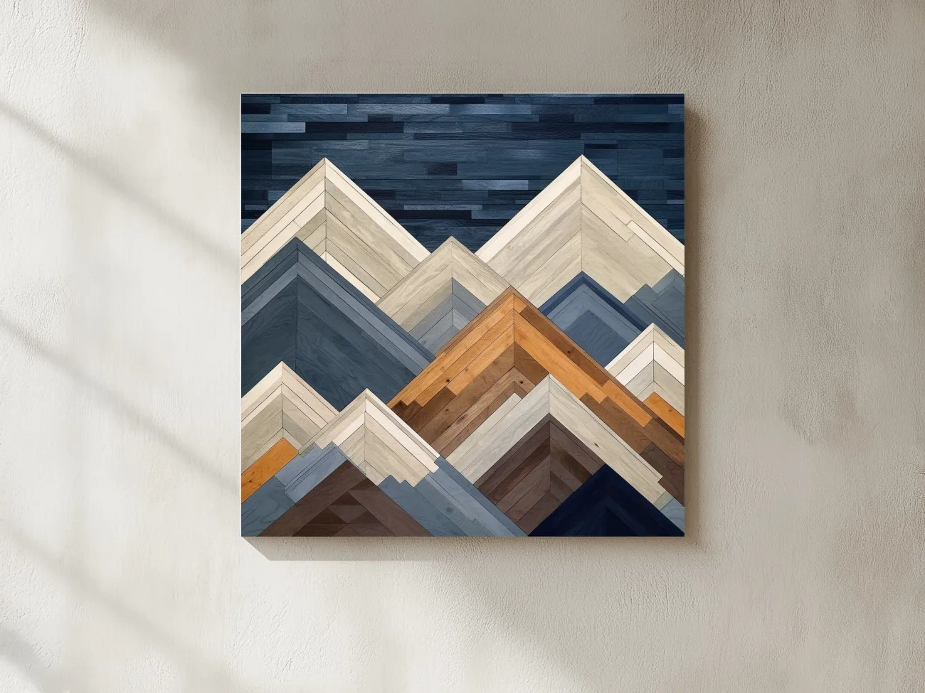 Geometric Wooden Mountain Peaks - Modern Abstract Landscape Wall Art