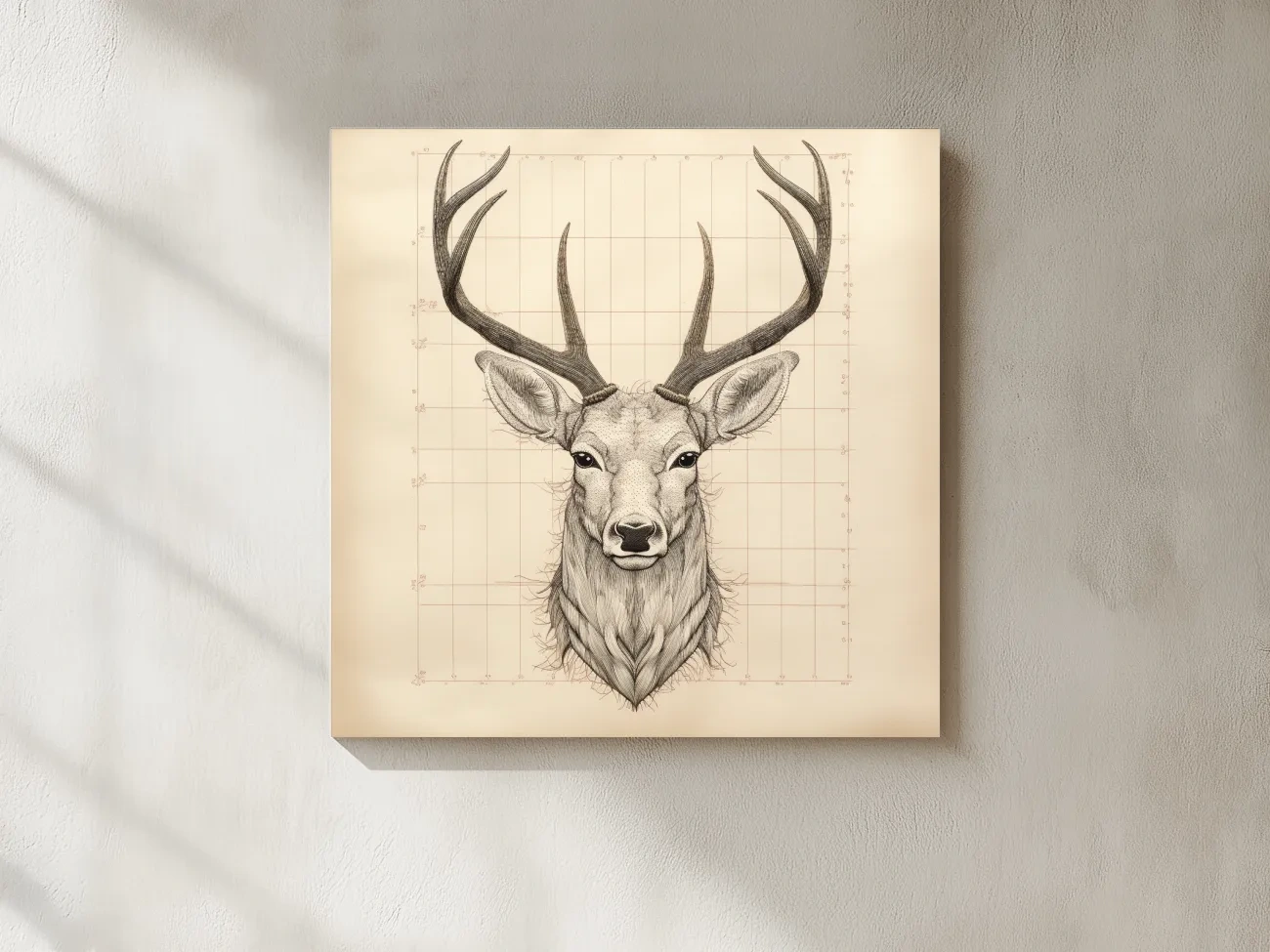 Vintage Deer Head Sketch Illustration - Rustic Wildlife Wall Art
