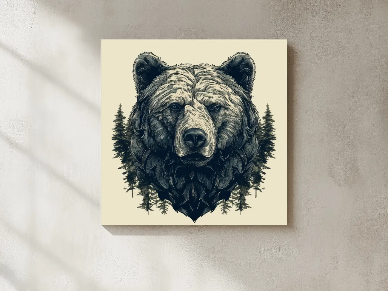 Grizzly Bear Portrait Illustration Artwork - Vintage Wilderness Forest Wall Art