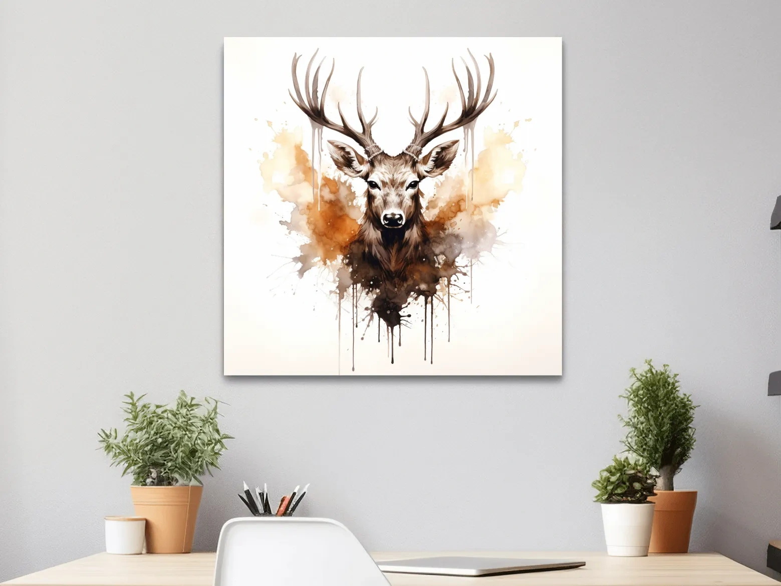 Rorschach art inkblot painting of a deers head