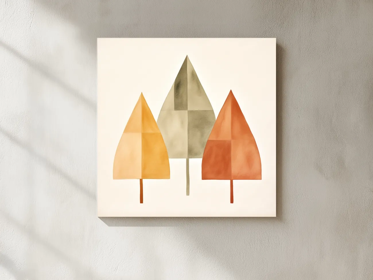 Minimalist Geometric Autumn Trees - Scandinavian Watercolor Forest Wall Art