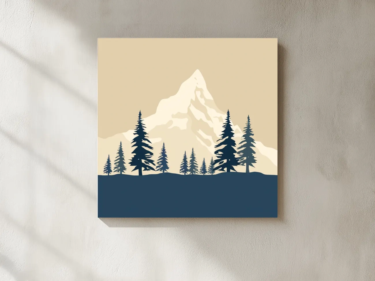 Minimalist Rustic Alpine Mountain Silhouette - Scandinavian Pine Forest Landscape Wall Art