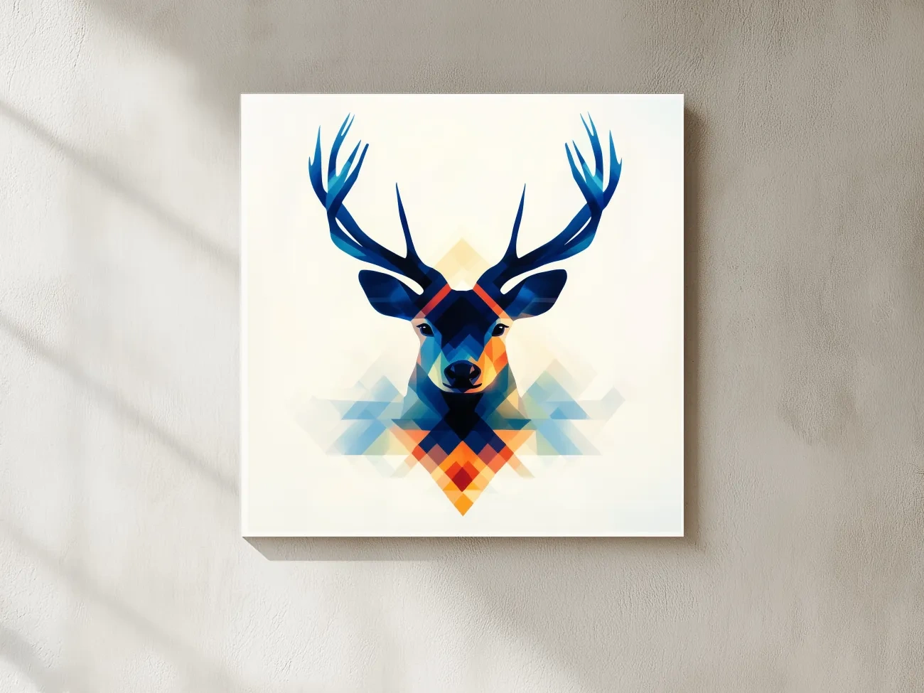 Geometric Stag Head Illustration - Colorful Abstract Wildlife Wall Art