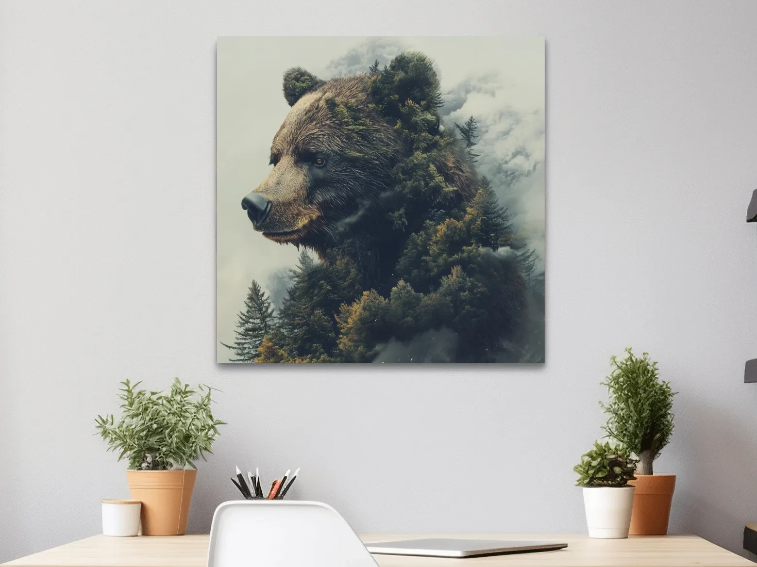 Surreal Grizzly Bear Forest - Wildlife Nature Wall Art