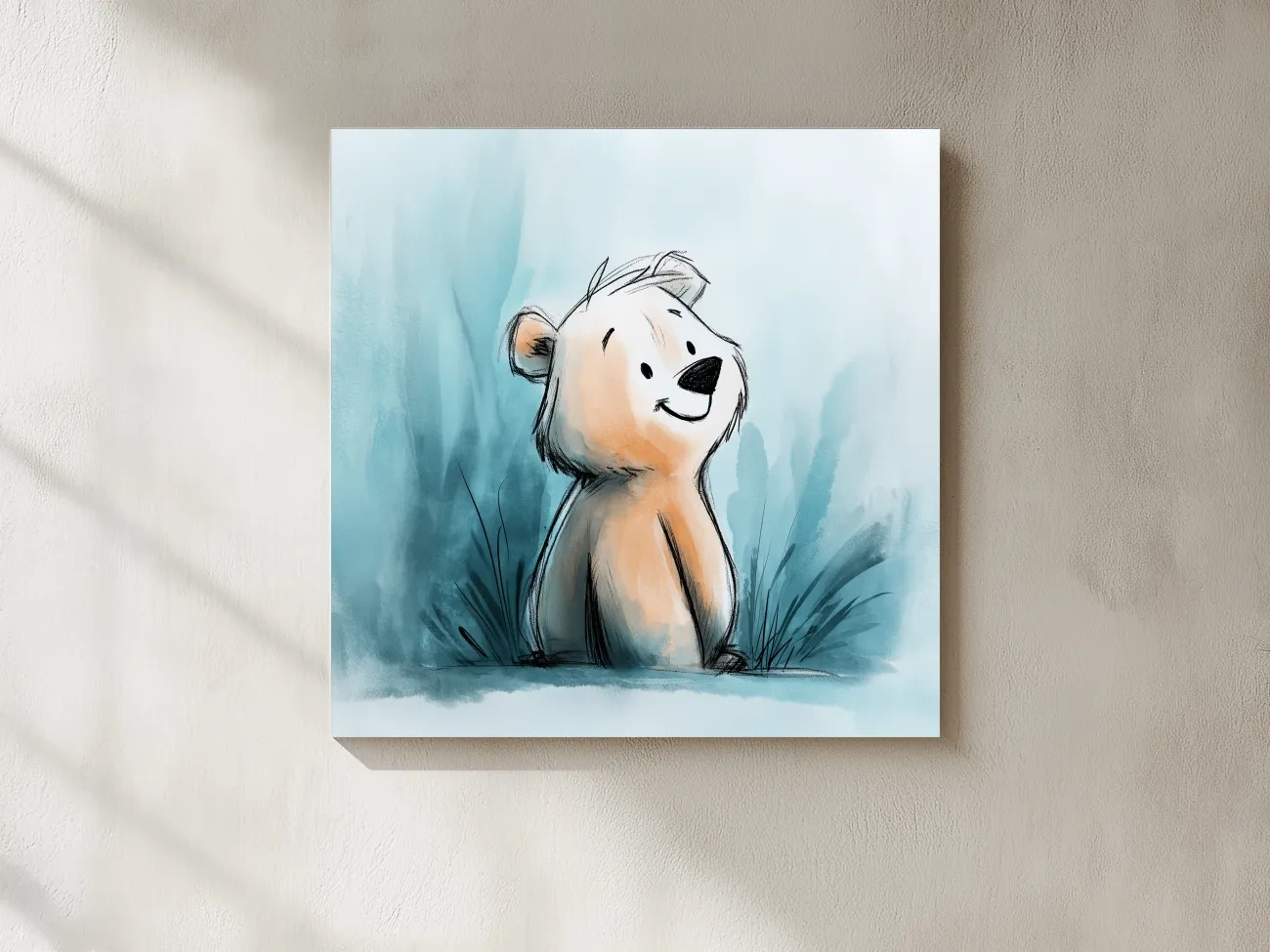 Cute Watercolor Bear Cub Illustration - Whimsical Nursery Animal Wall Art