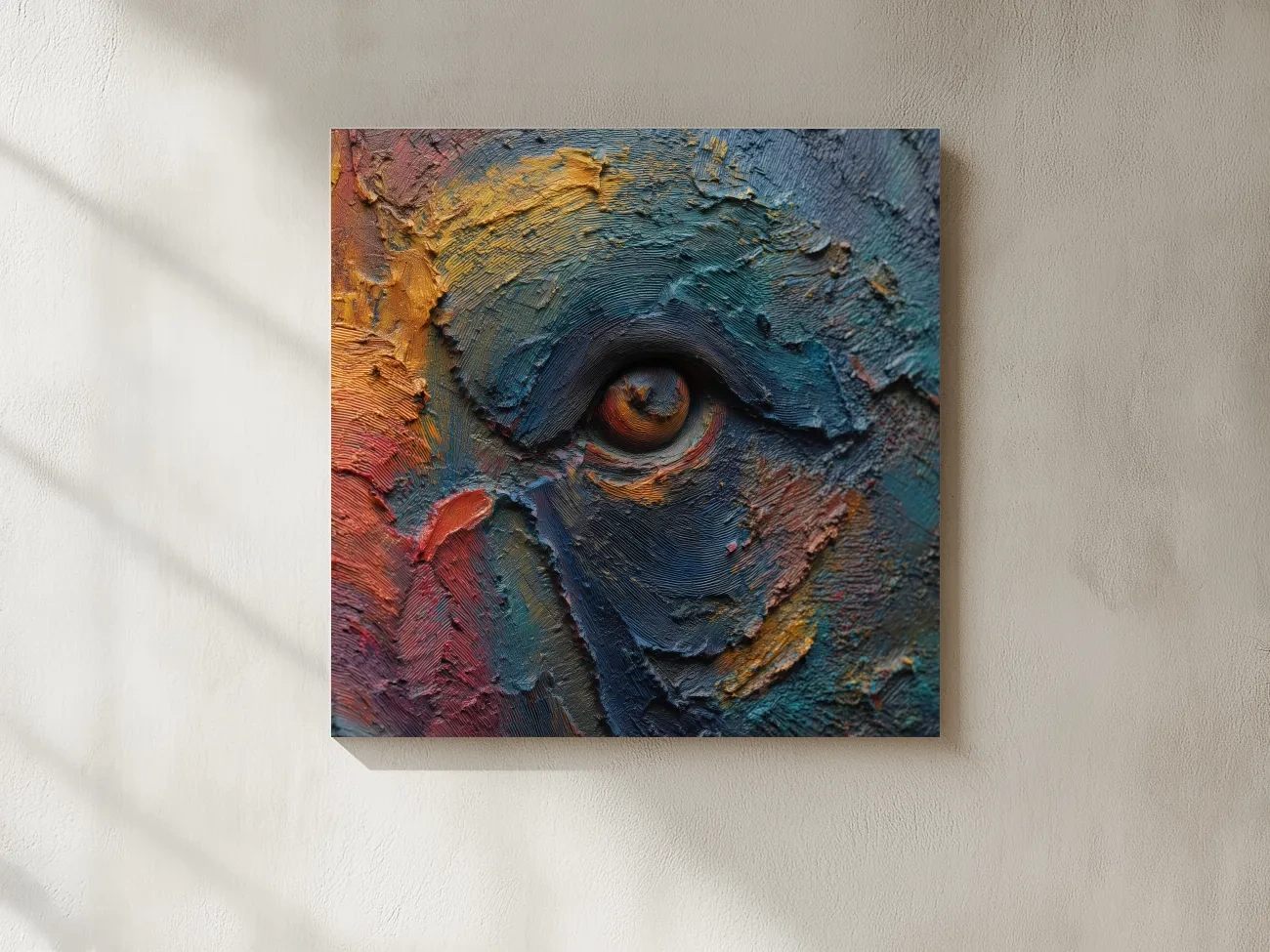 Abstract Bear Eye Impasto Style Artwork - Bold Colorful Wildlife Wall Art