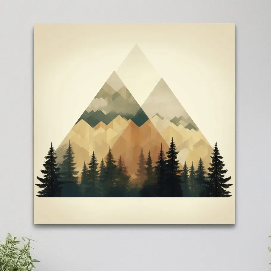 Minimal patterned mountain artwork