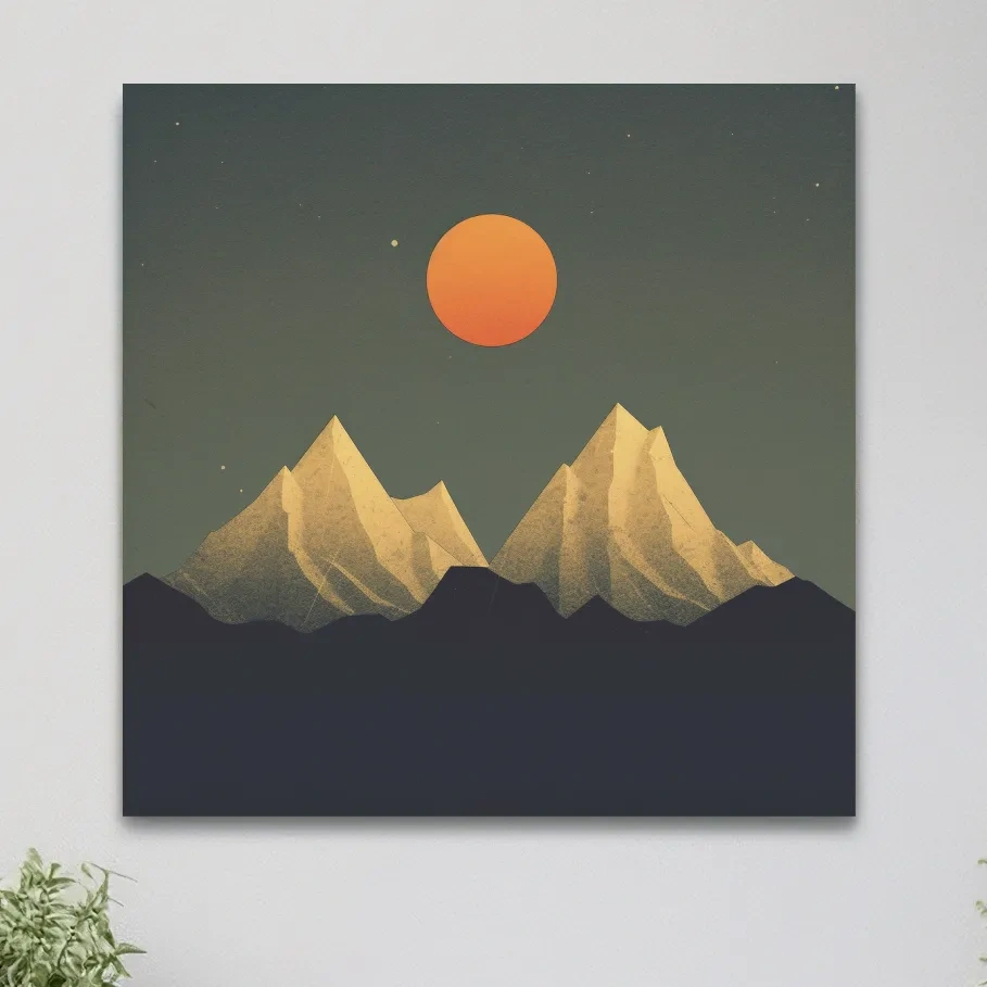 Minimal art of snow capped mountains