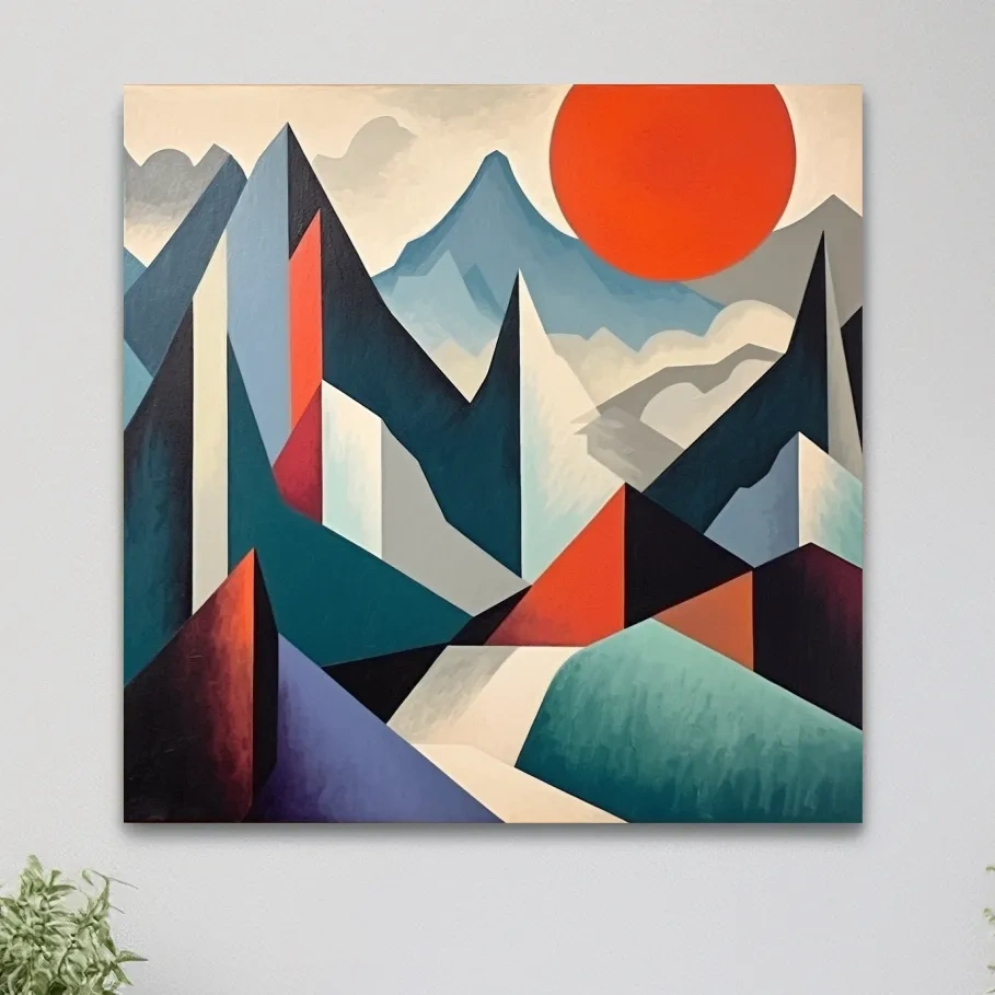 Abstract suprematism mountain painting
