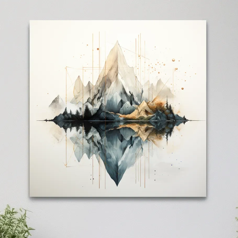 Minimal art of reflective mountains