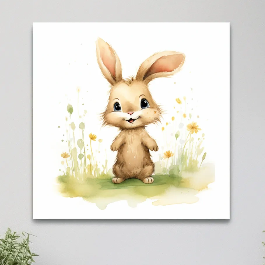 Watercolor painting of a cute bunny rabbit - childrens nursery art