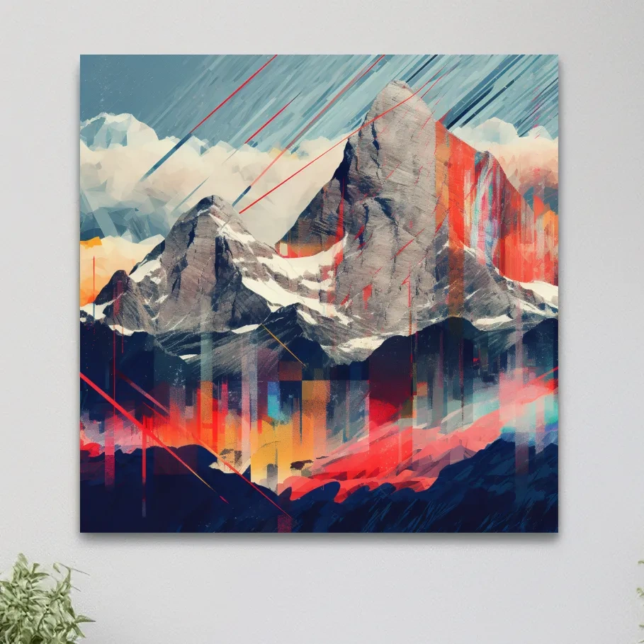 Abstract mountain, colourful glitch art